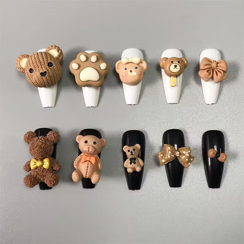 Brown Bear Nail Charms