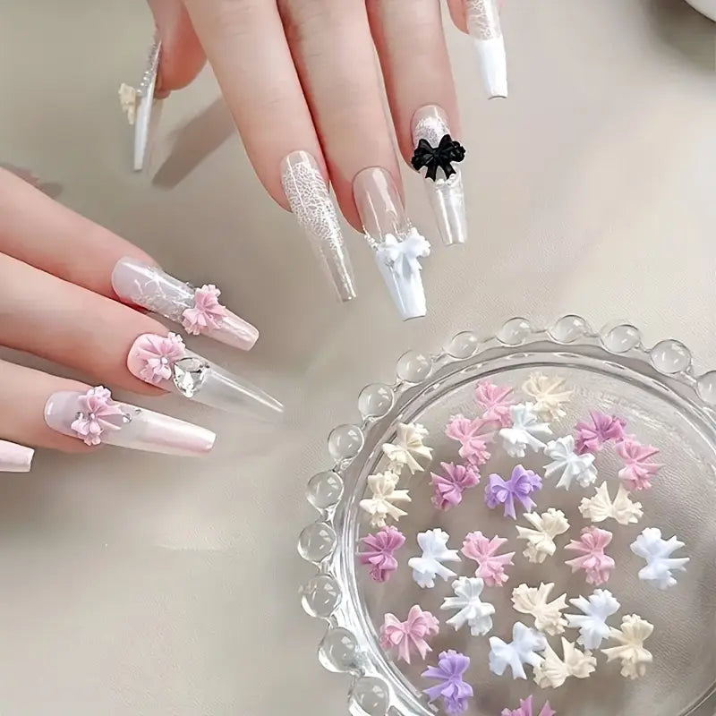 Flower Bow Nail Charms