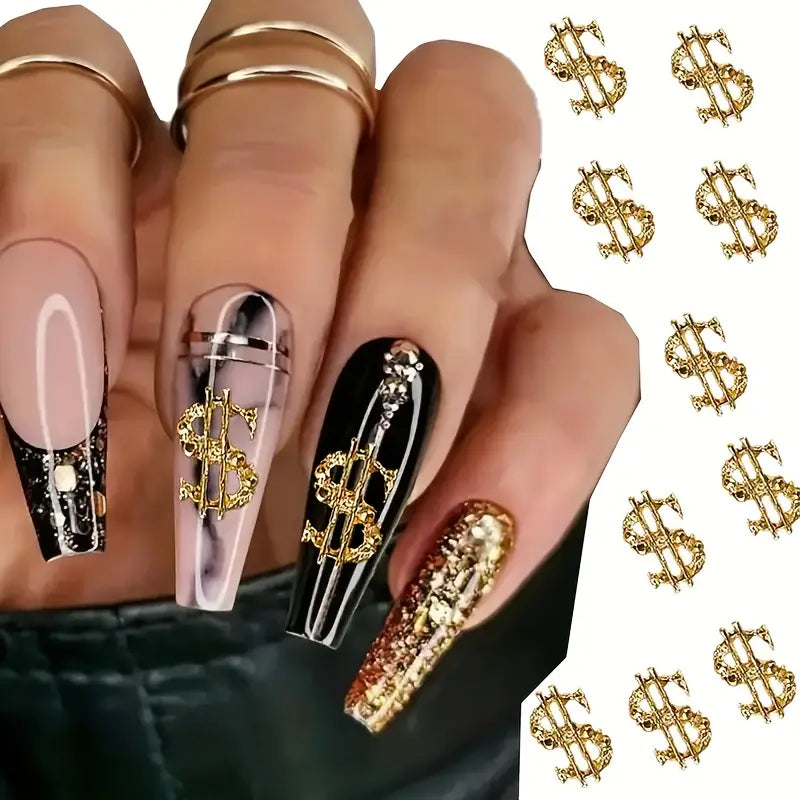Gold Money Dollar Nail Charm