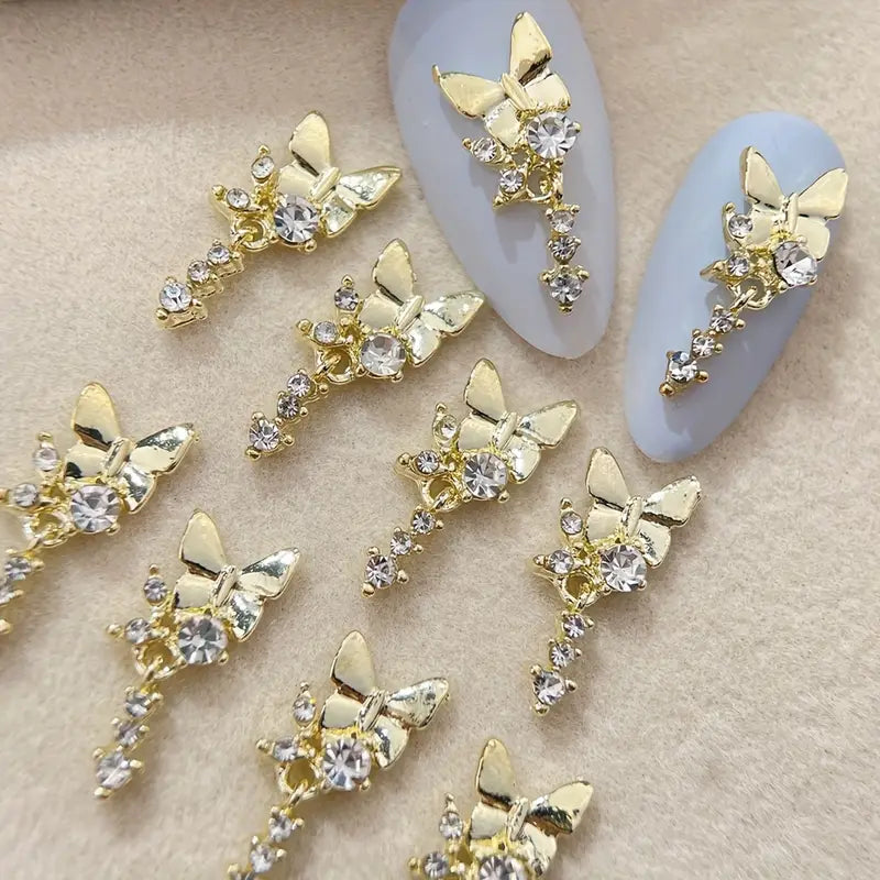 Gold/Silver Butterfly Nail Charms