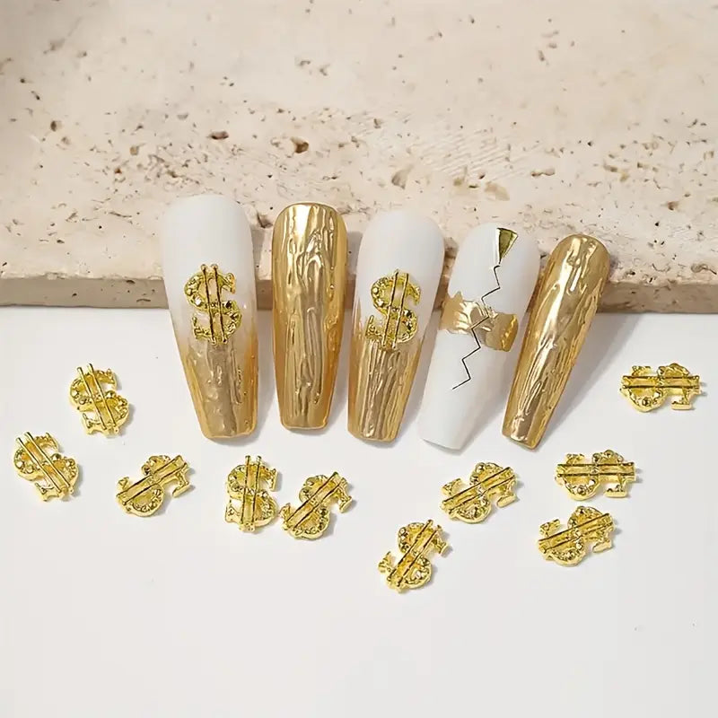 Silver or Gold Money Dollar Nail Charm