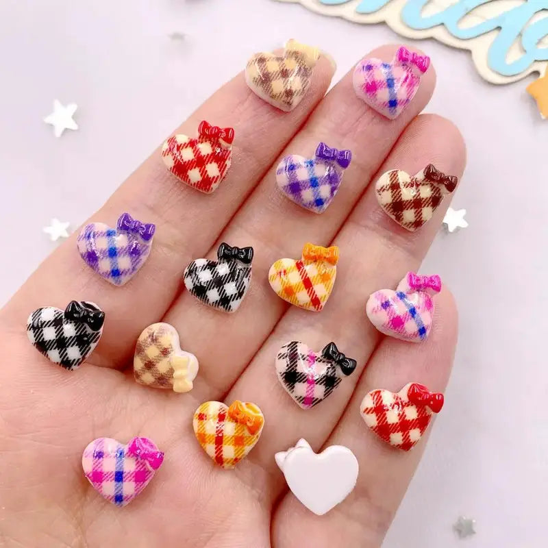 Bowknot Heart Nail Charms