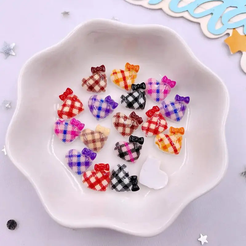 Bowknot Heart Nail Charms