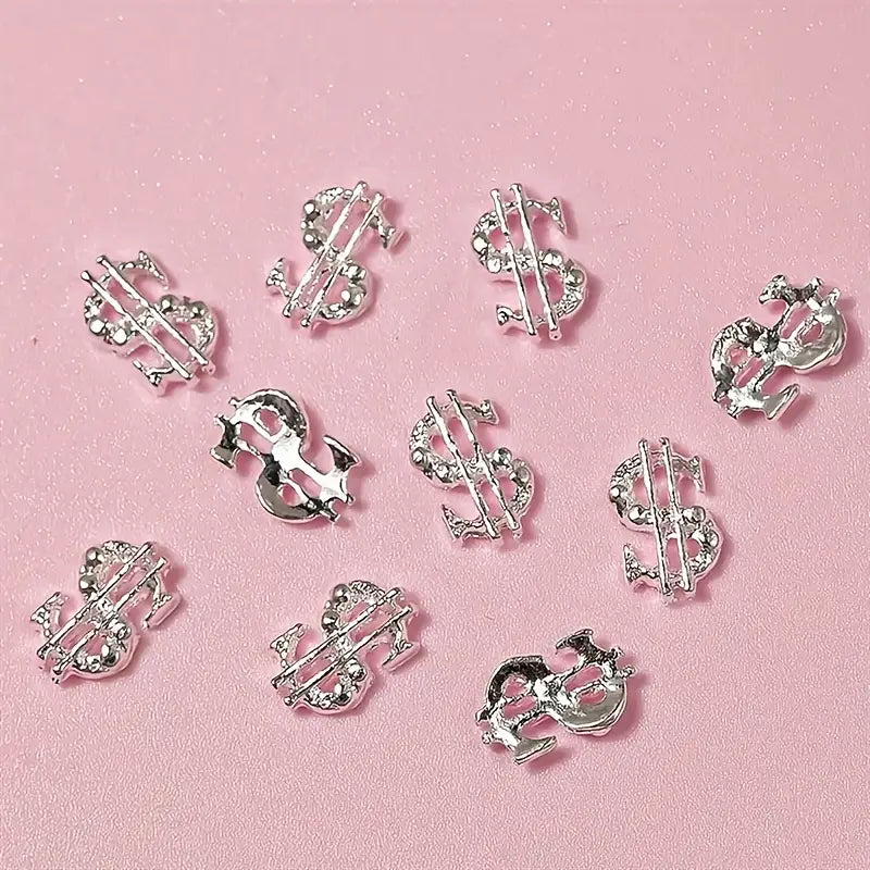 Silver or Gold Money Dollar Nail Charm