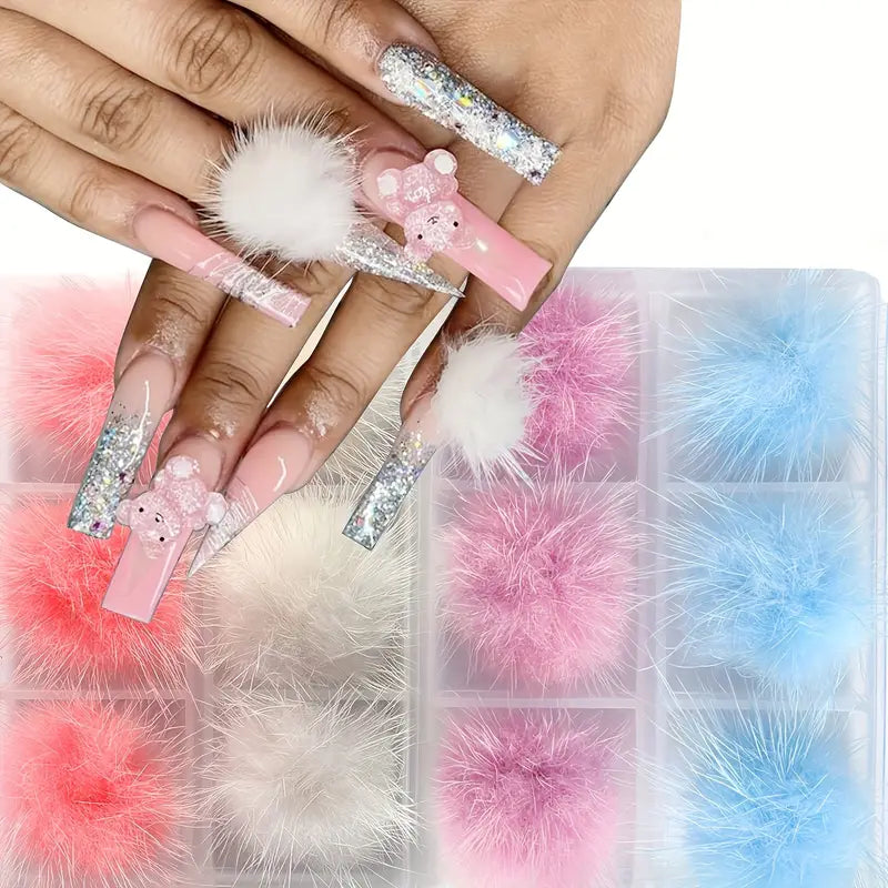 Puff Ball Nail Charms