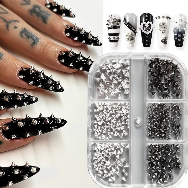 Spike Nail Charm Set / Black and White