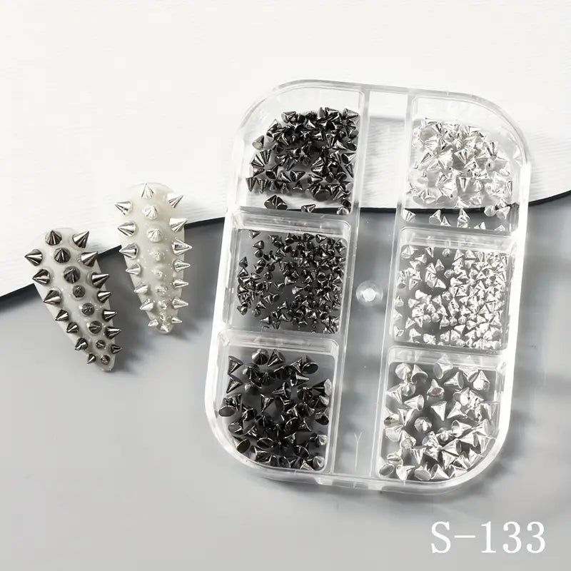 Spike Nail Charm Set / Black and White